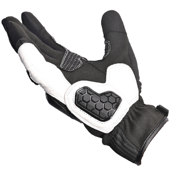 Lone Ranger Route IV Leather Motorcycle Gloves -White Black